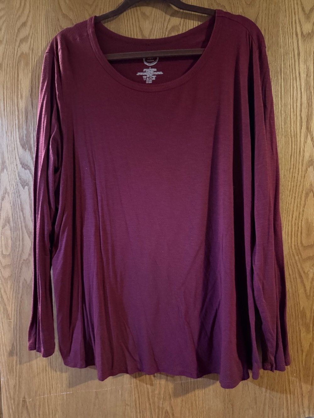 24/7 Comfort Apparel Women’s Long-Sleeve Scoop Neck Top - Wine